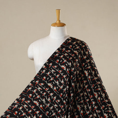 Black - natural dyed bagru modal silk fabric 01