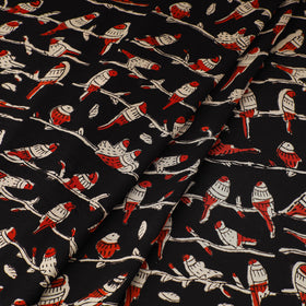 Black - natural dyed bagru modal silk fabric 01