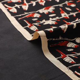 Black - natural dyed bagru modal silk fabric 01