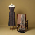 Black - natural dyed 3pc unstitched dress material 10
