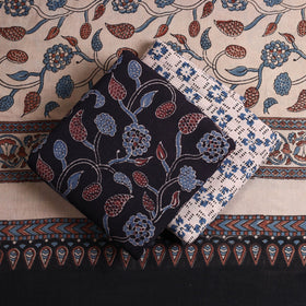 Buy Black Kutch Block Print Cotton 3pc Ajrakh Dress Material