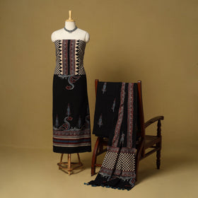 Black - natural dyed 3pc unstitched dress material 12