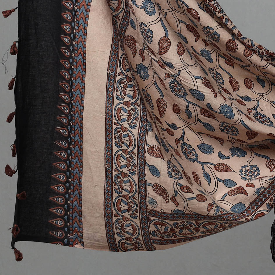 Buy Black Kutch Block Print Cotton 3pc Ajrakh Dress Material