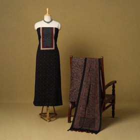 Black - natural dyed 3pc unstitched dress material 05