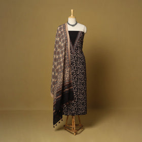 Black - natural dyed 3pc unstitched dress material 06