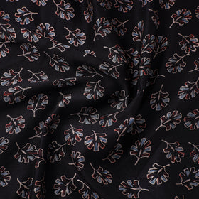 Black - natural dyed chanderi silk fabric 05 - handcrafted