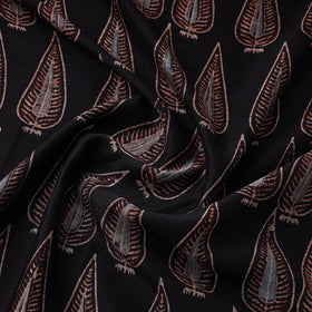Black - natural dyed chanderi silk fabric 07 - handcrafted