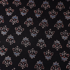 Black - natural dyed chanderi silk fabric 08 - handcrafted