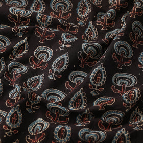 Black Natural Dyed Block Print Cotton Ajrakh Fabric