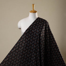 Black Natural Dyed Block Print Cotton Ajrakh Fabric