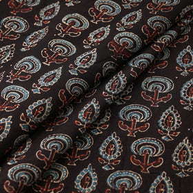 Black Natural Dyed Block Print Cotton Ajrakh Fabric
