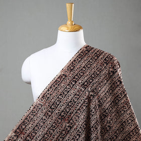 Black Natural Dyed Block Print Cotton Kalamkari Fabric