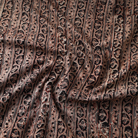 Black Natural Dyed Block Print Cotton Kalamkari Fabric
