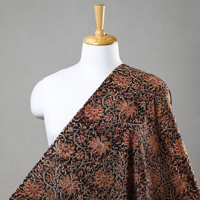  Black Natural Dyed Block Print Cotton Kalamkari Fabric
