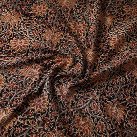  Black Natural Dyed Block Print Cotton Kalamkari Fabric