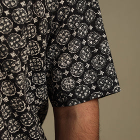 Black - natural dyed cotton men half sleeve bagru shirt 04