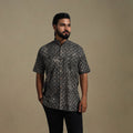 Black - natural dyed cotton men half sleeve bagru shirt 04