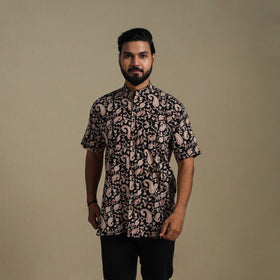 Black - natural dyed cotton men half sleeve bagru shirt 10