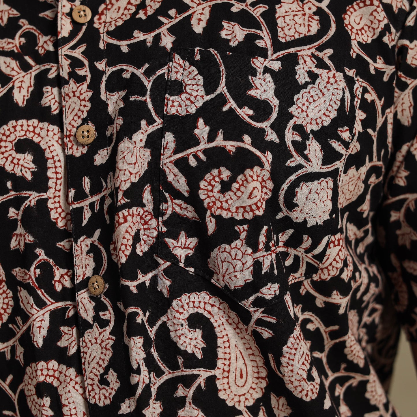 Black - natural dyed cotton men half sleeve bagru shirt 10