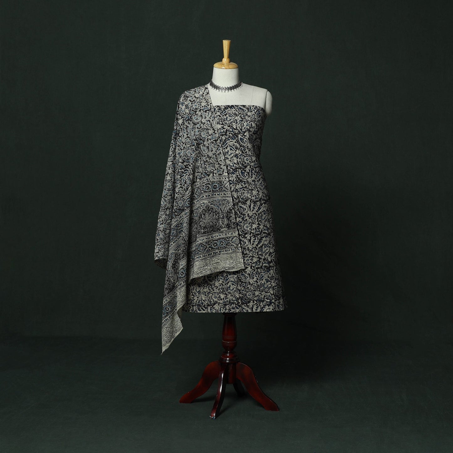 Natural dyed block print cotton pedana kalamkari 2pc
