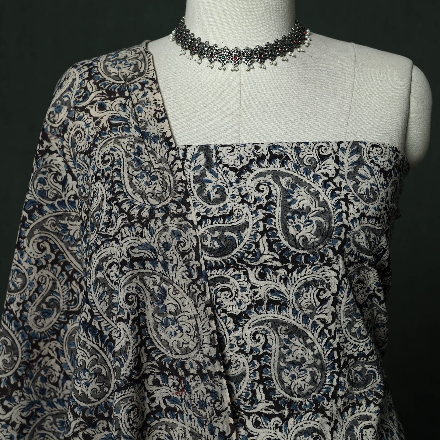 Natural dyed block print cotton pedana kalamkari 2pc