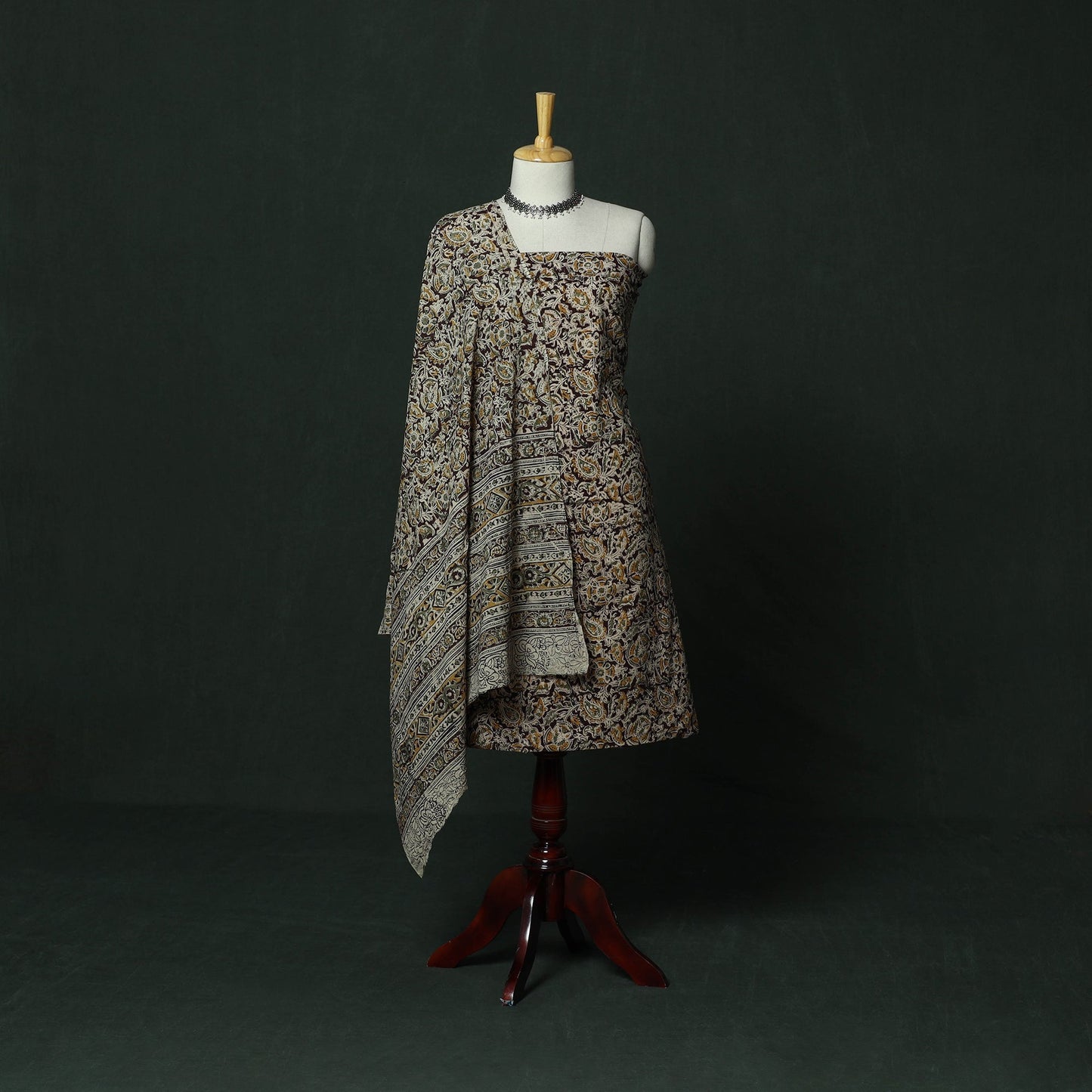 Natural dyed block print cotton pedana kalamkari 2pc