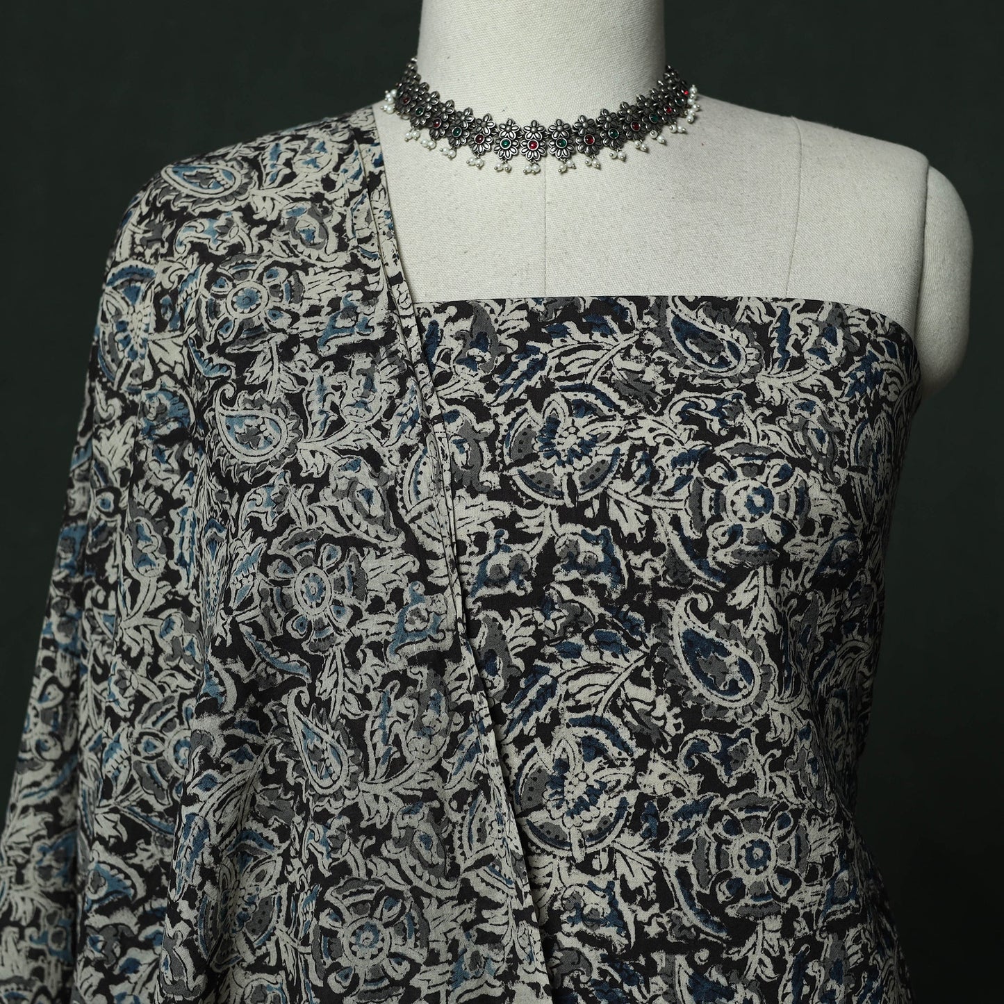 Natural dyed block print cotton pedana kalamkari 2pc