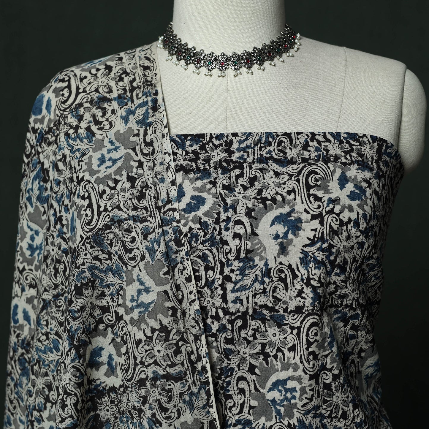 Natural dyed block print cotton pedana kalamkari 2pc
