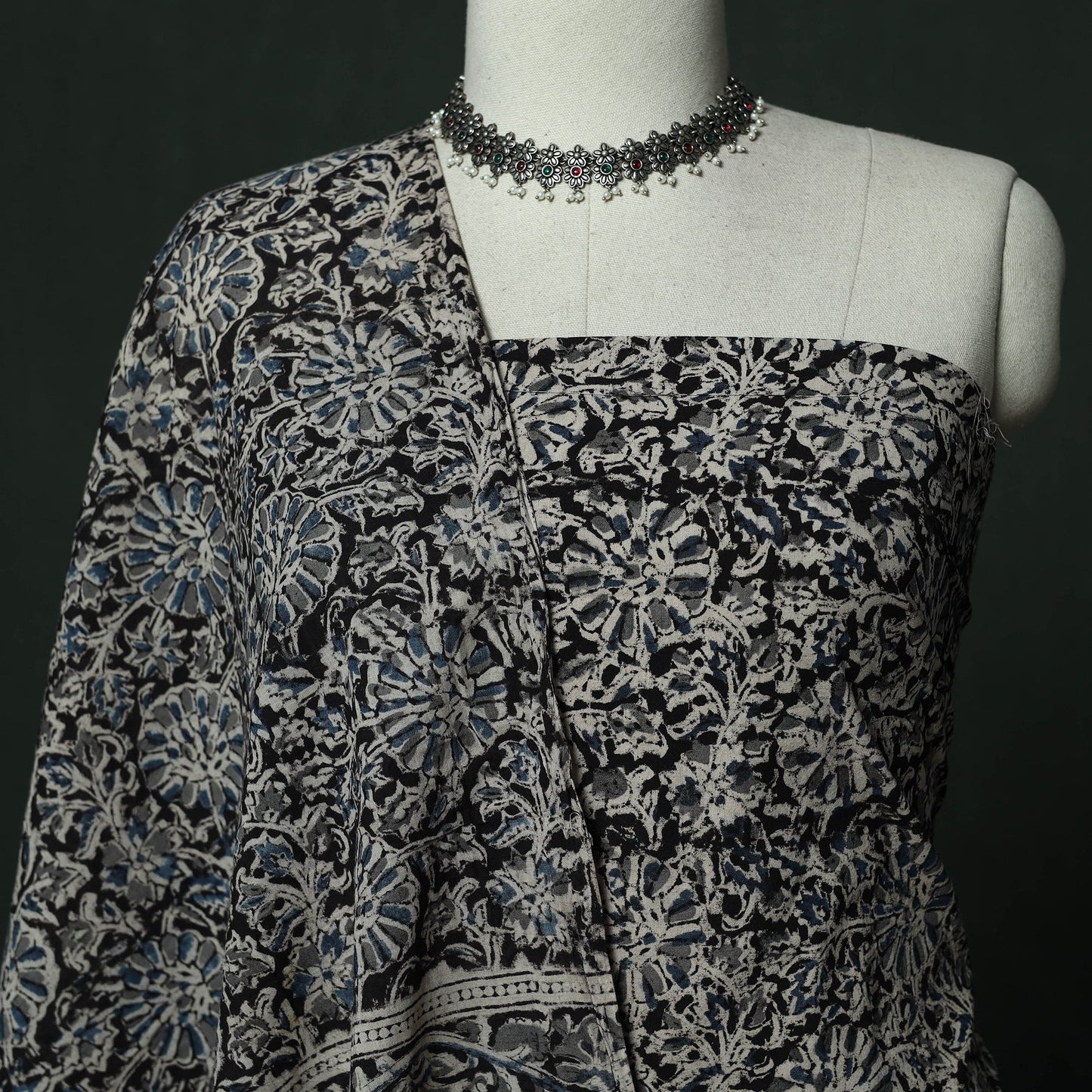 Natural dyed block print cotton pedana kalamkari 2pc