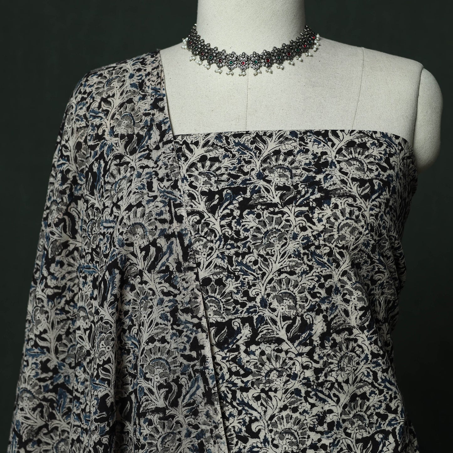 Natural dyed block print cotton pedana kalamkari 2pc