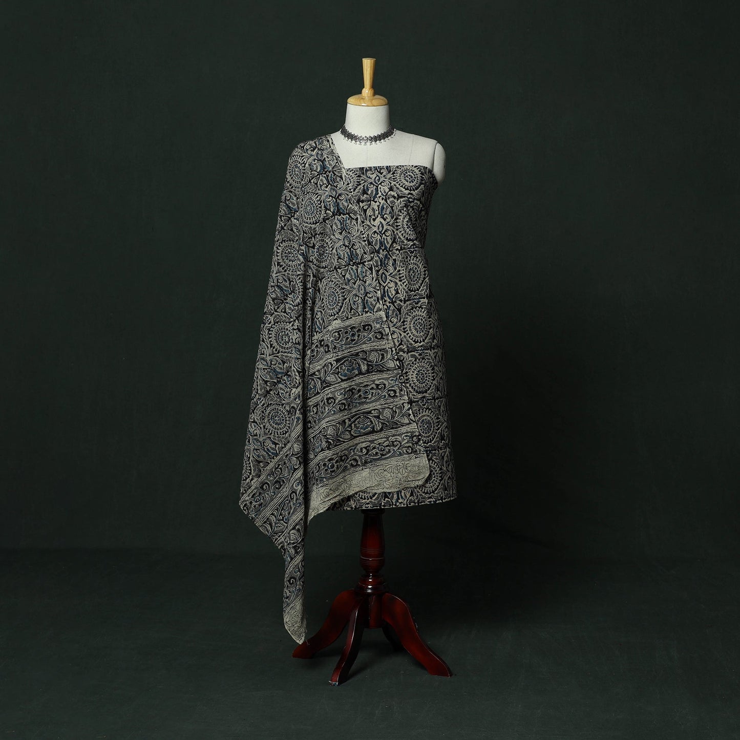 Natural dyed block print cotton pedana kalamkari 2pc