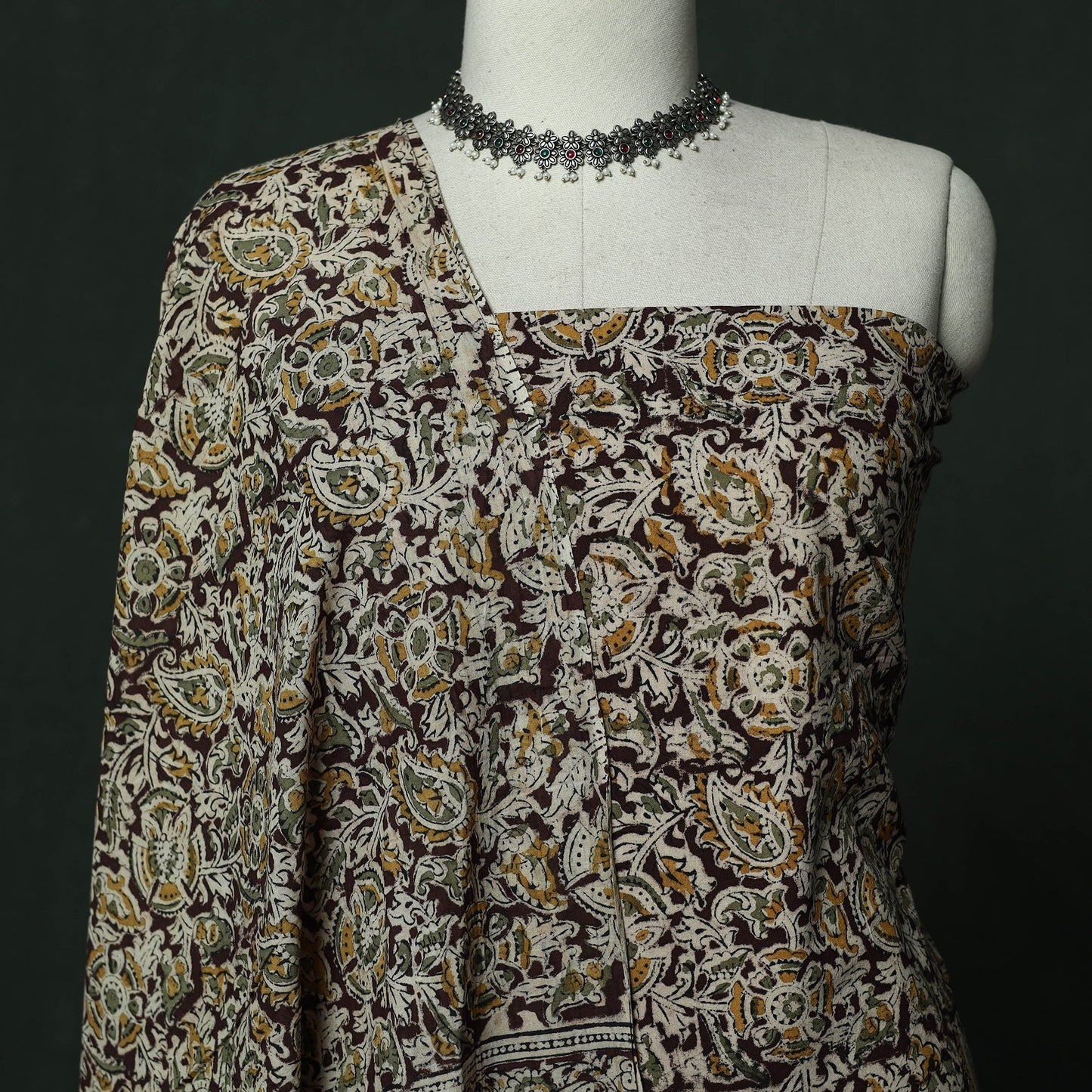 Natural dyed block print cotton pedana kalamkari 2pc