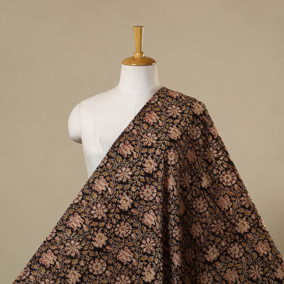 Black - natural dyed cotton pedana kalamkari fabric 05
