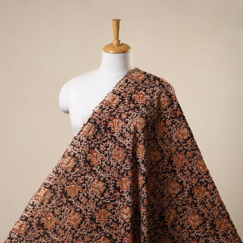 Black - natural dyed cotton pedana kalamkari fabric 06