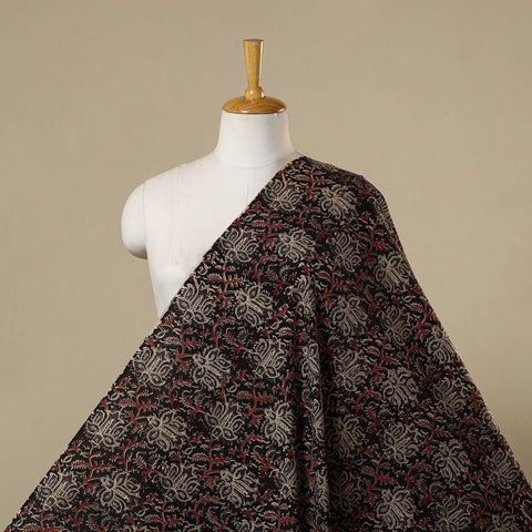 Black - natural dyed cotton pedana kalamkari fabric 15