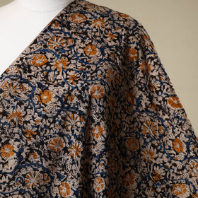 Black - natural dyed cotton pedana kalamkari fabric 15