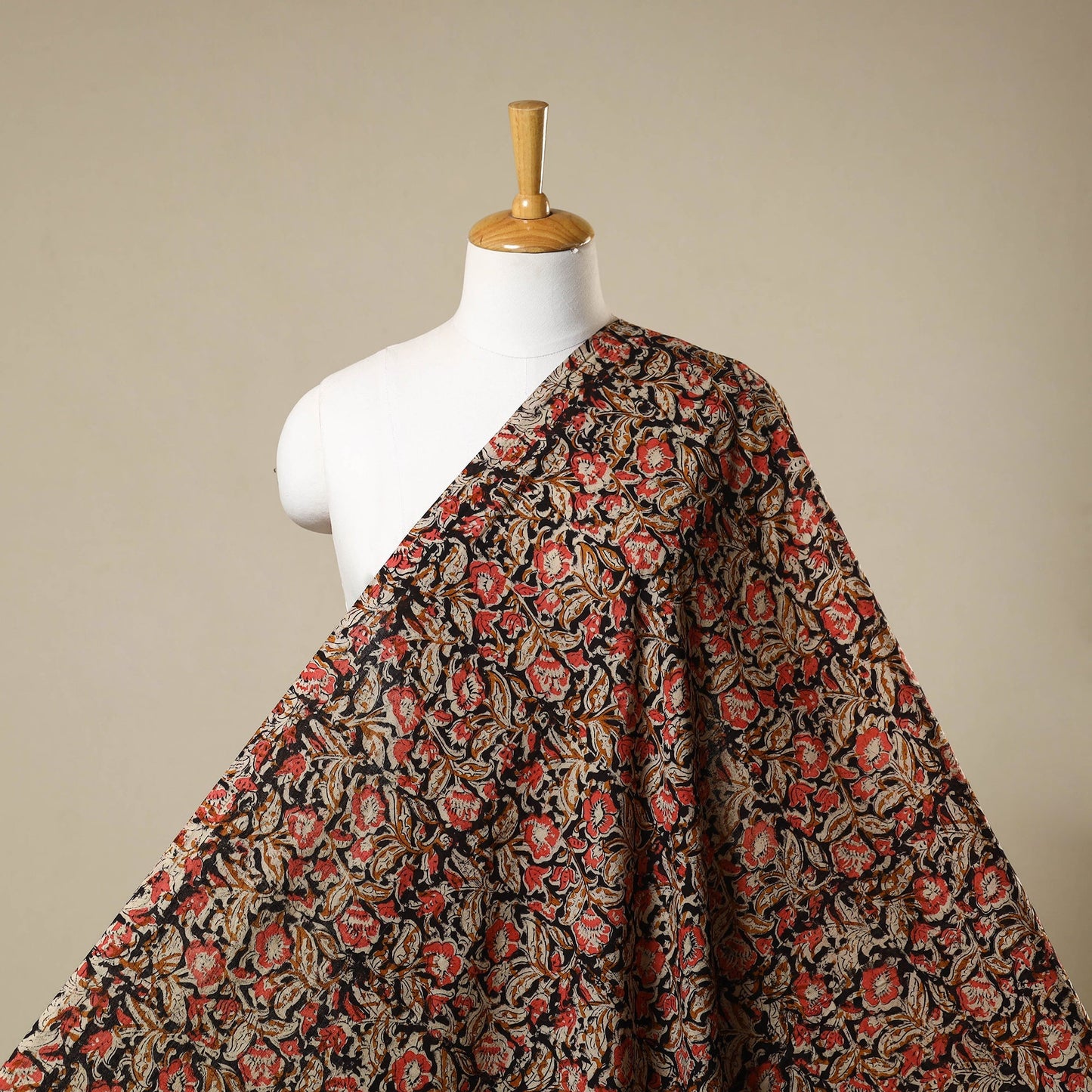 Black - natural dyed cotton pedana kalamkari fabric 32