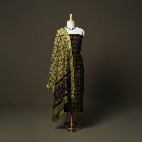 Natural dyed block print maheshwari silk bagru ajrakh 3pc