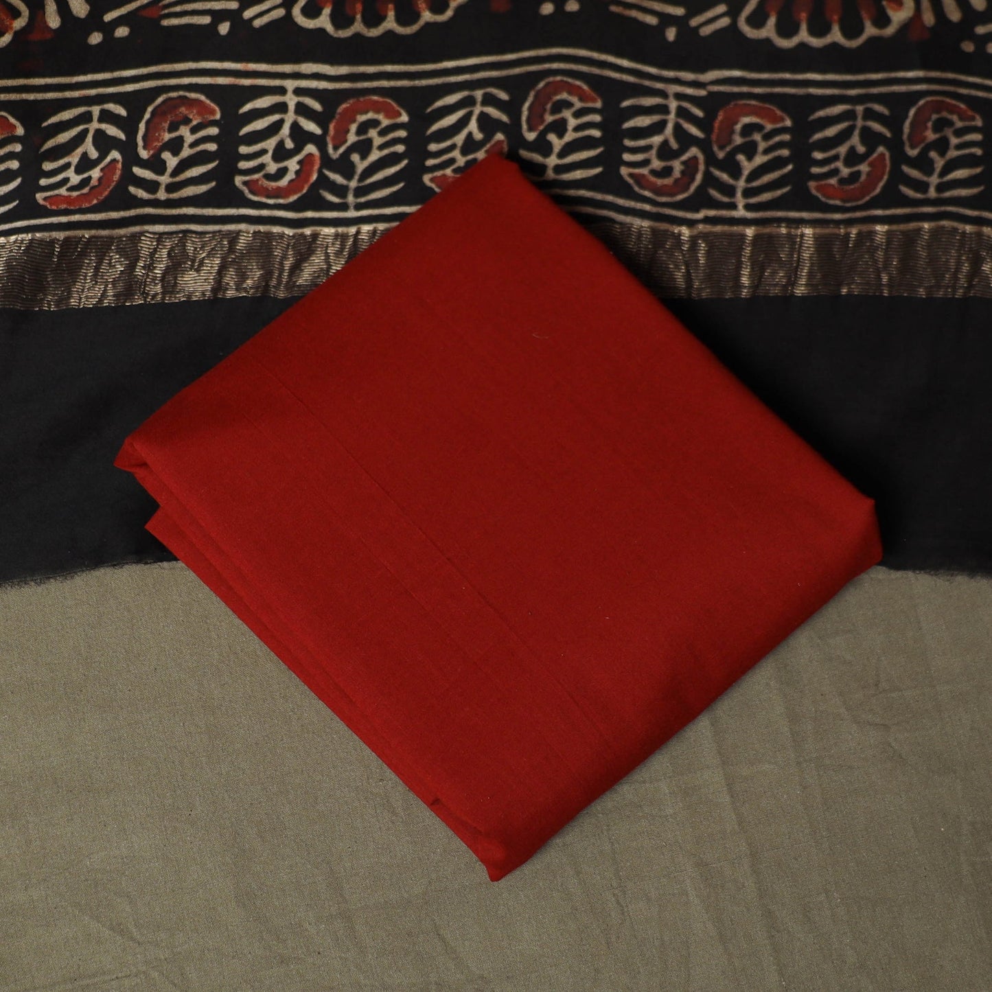 Natural dyed block print maheshwari silk bagru ajrakh 3pc