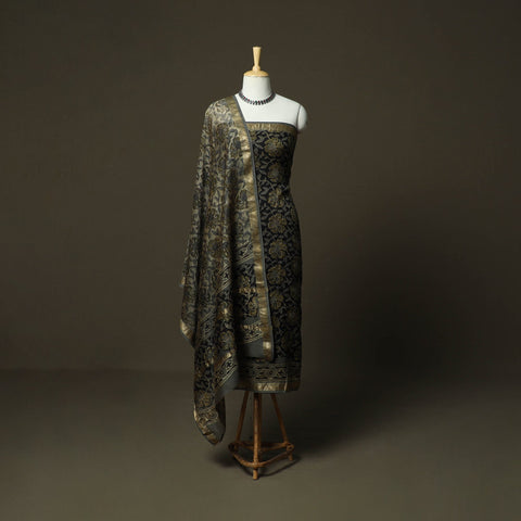 Natural dyed block print maheshwari silk vanaspati bagru