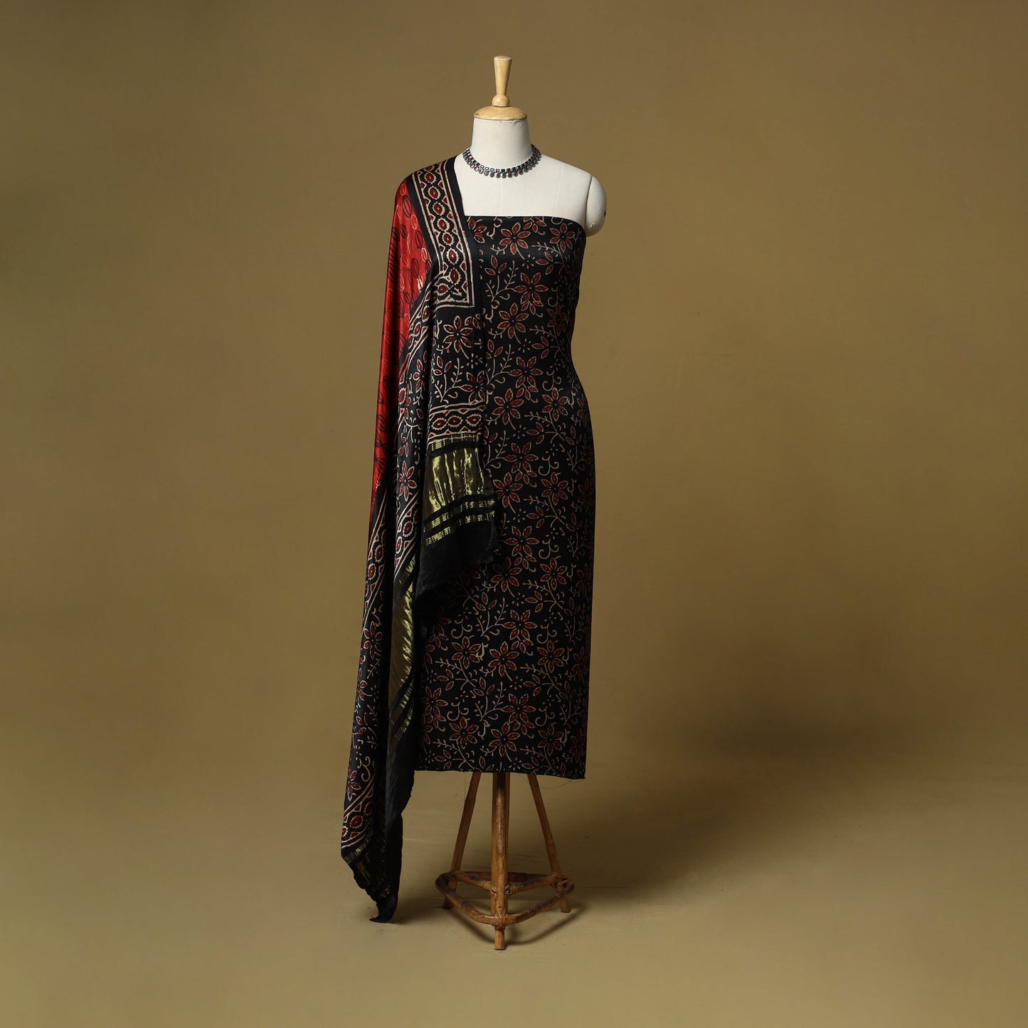 Natural dyed modal silk 2pc unstitched dress material 02