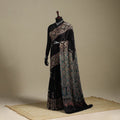 Black - natural dyed modal silk saree 11 - handcrafted