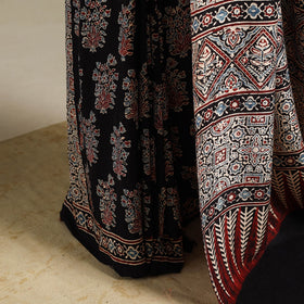 Black - natural dyed organza silk saree 22 - handcrafted