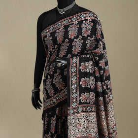 Black - natural dyed organza silk saree 22 - handcrafted