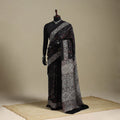 Black - natural dyed silk saree 09 - handcrafted