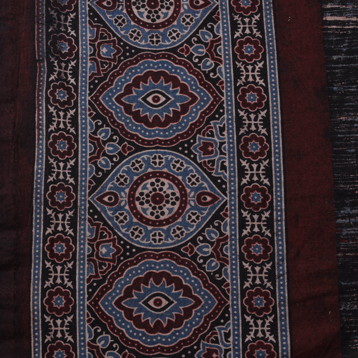 Natural dyed brush design cotton fabric 12 - handcrafted