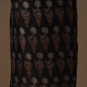 Black Natural Dyed Chanderi Silk 2pc Unstitched Ajrakh Dress Material