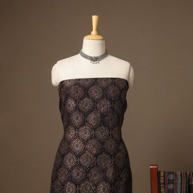 Black Natural Dyed Chanderi Silk 2pc Unstitched Ajrakh Dress Material