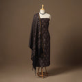 Black Natural Dyed Chanderi Silk 2pc Unstitched Ajrakh Dress Material