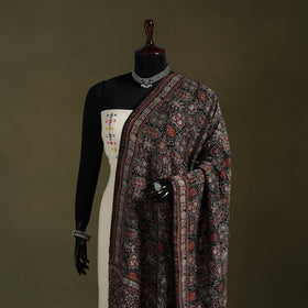 Black - natural dyed chanderi silk dupatta 15 - handcrafted